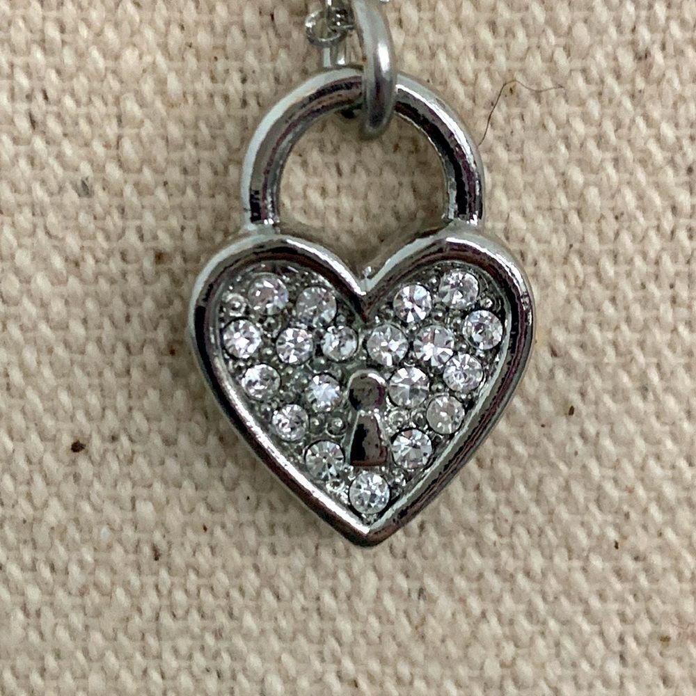 Lock My Heart Silver Tone Padlock Pendant Necklace with Swarovski Crystals